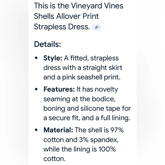 VINEYARD VINES SHELLS ALLOVER PRINT STRAPLESS DRESS    NEW - Picture 12 of 12